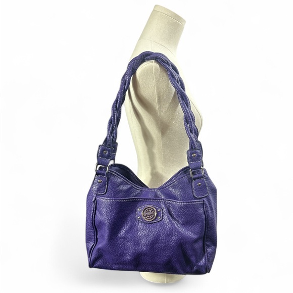 Treviso Purple Leather Women's Shoulder Bag - Picture 1 of 11